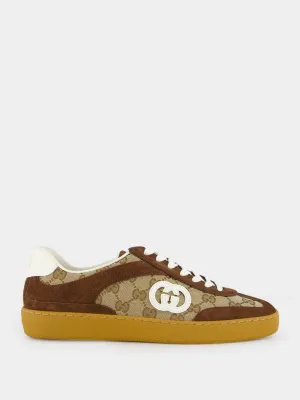 Men's Trainer in Dark Brown Suede with Interlocking G Logo