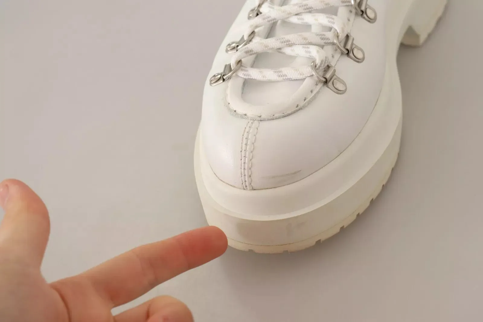 MM6 Maison Margiela Leather Lace Up Sneakers Women's Shoes (Pre-Owned)