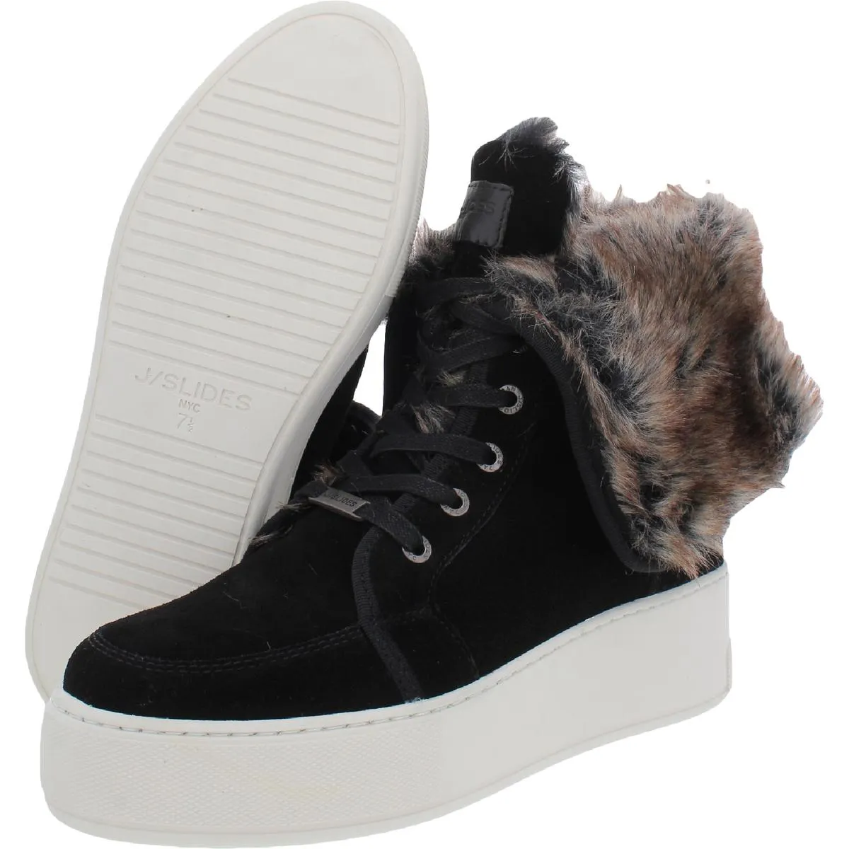 Mosey Womens Suede Faux Fur Casual and Fashion Sneakers