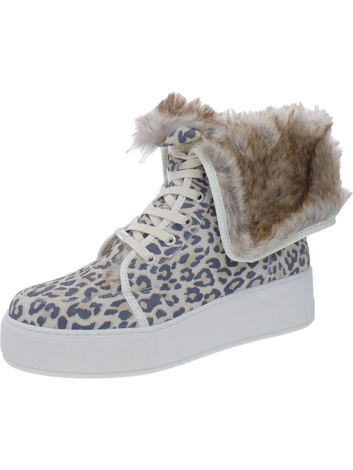 Mosey Womens Suede Faux Fur Casual and Fashion Sneakers