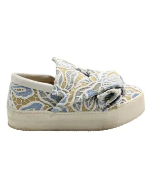 N.21 Lace-Trimmed Knot Slip-Ons in Tan Leather