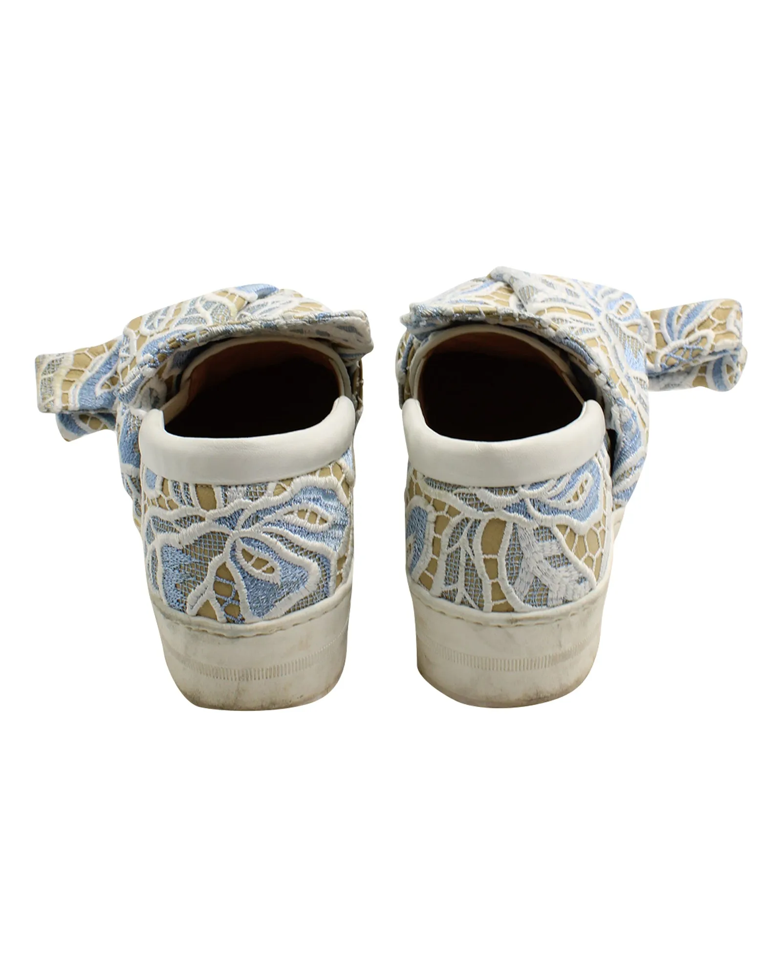 N.21 Lace-Trimmed Knot Slip-Ons in Tan Leather