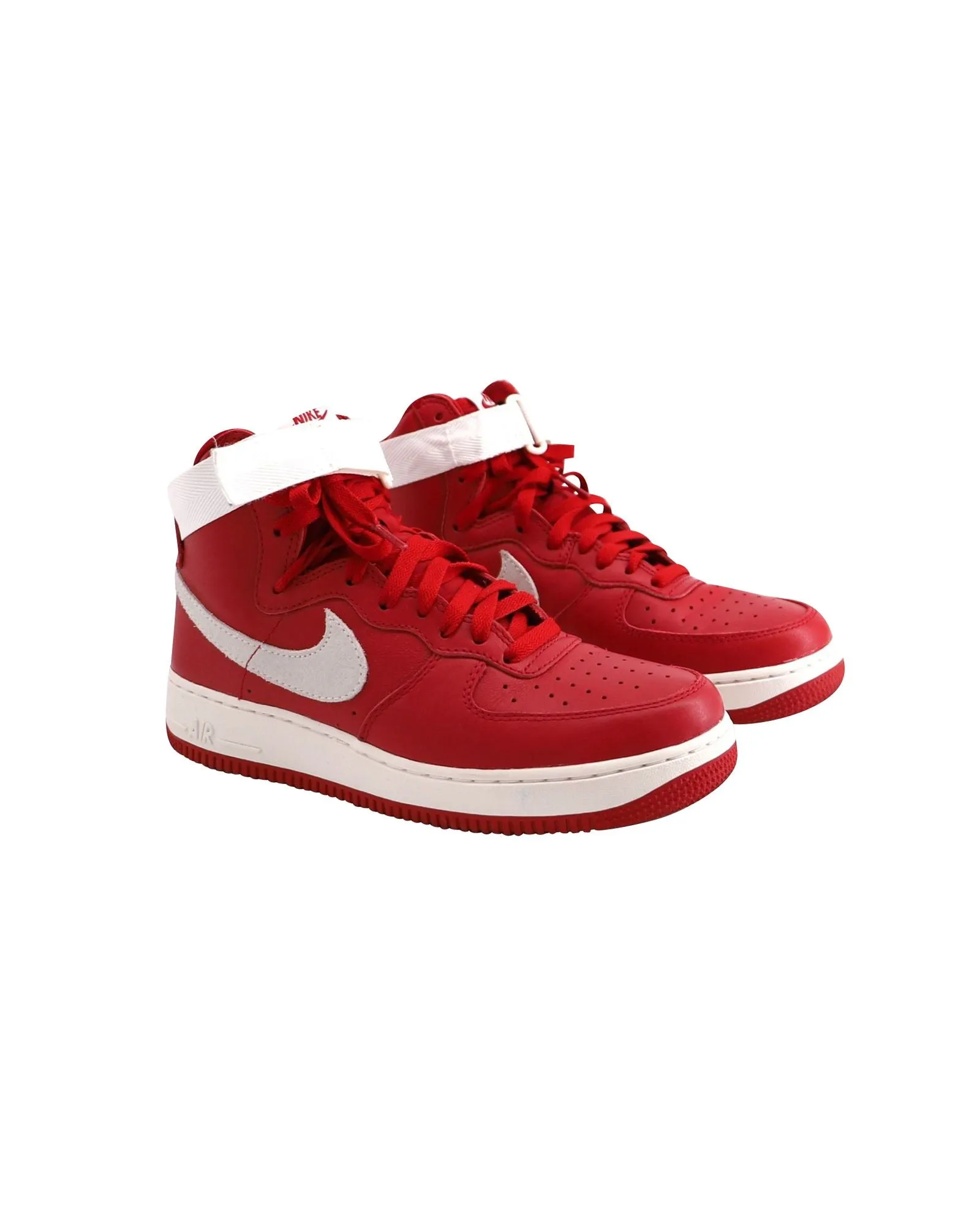 Nike Air Force 1 High 'Nai Ke' Sneaker in Gym Red and White Summit Leather