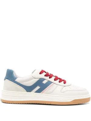 Panelled White Sneakers With Contrasting Accents