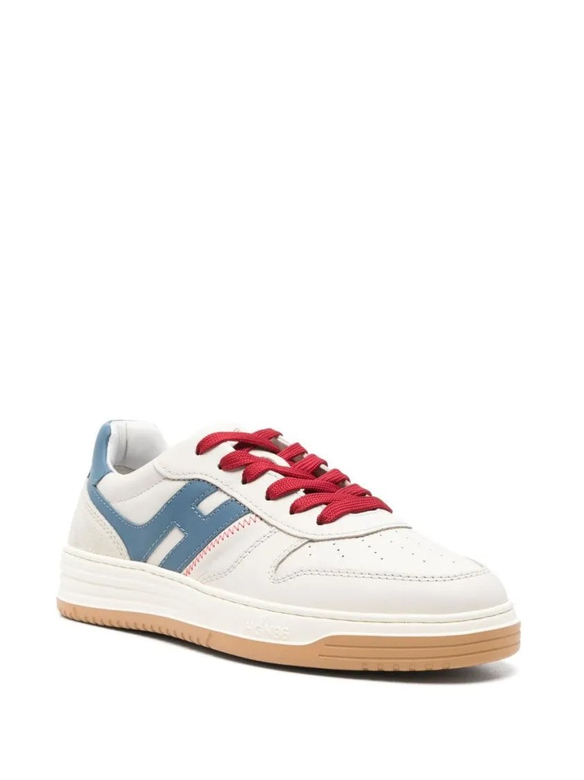 Panelled White Sneakers With Contrasting Accents