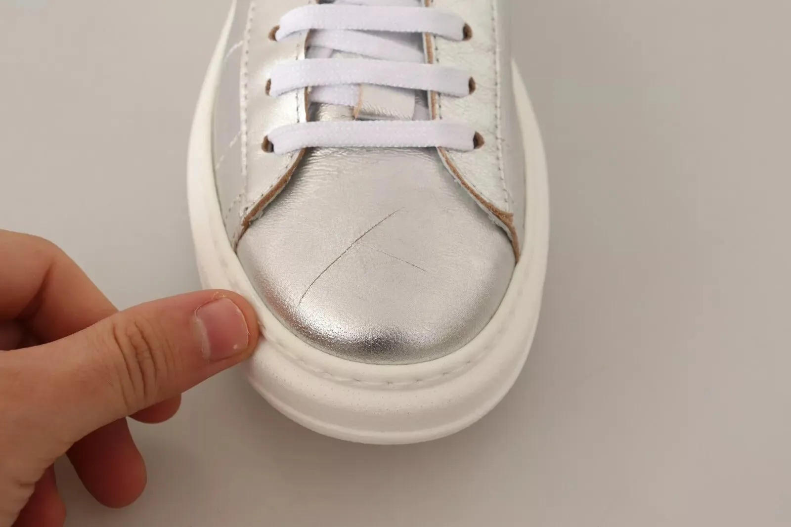 Patrizia Pepe Full Grain Leather Lace Up Sneakers Women's Shoes (Pre-Owned)
