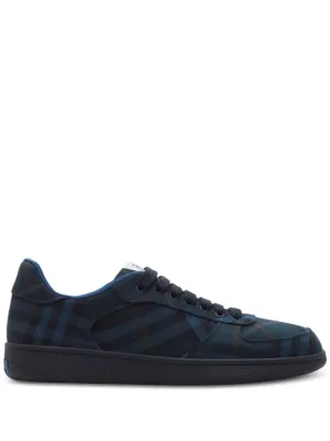 Plaid-Pattern Sneakers With Textured Rubber Sole