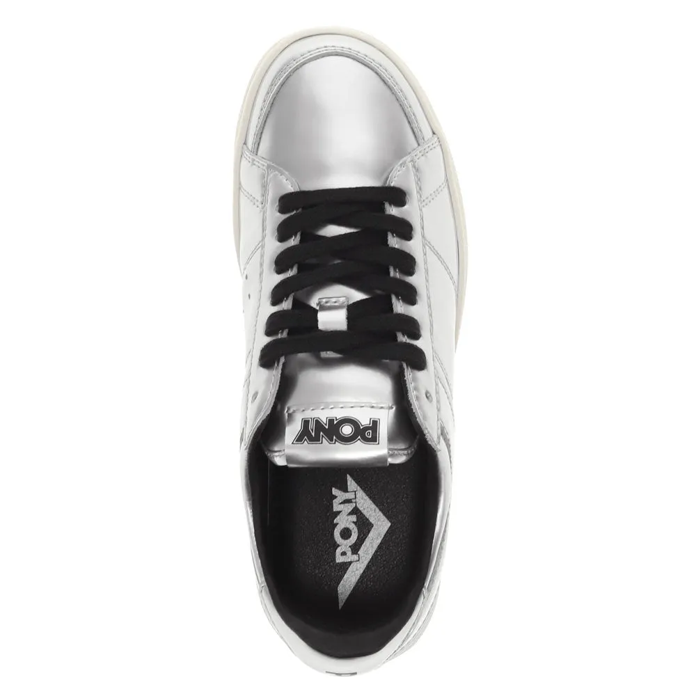 PONY Mens M-80 Low Metallic Genuine Leather Premium Lace Up Athletic Sneaker Shoe