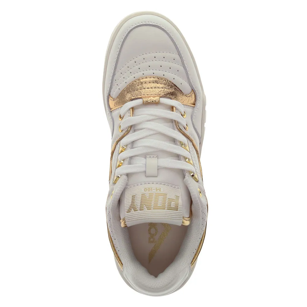 PONY Mens M100 Low Metallic Genuine Leather Premium Lace Up Athletic Sneaker Shoe
