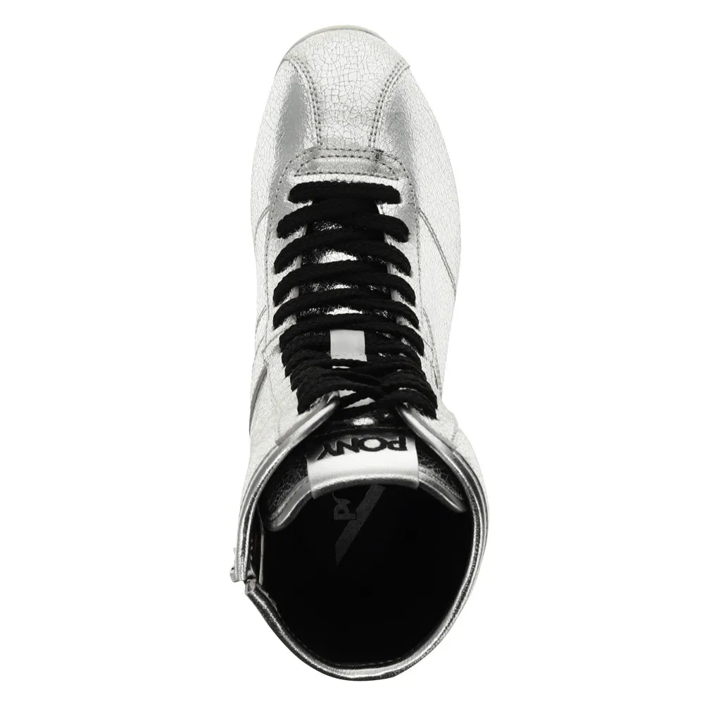 PONY Womens KO-80 High Vintage Metallic Genuine Leather Premium Lace Up Athletic Sneaker Shoe