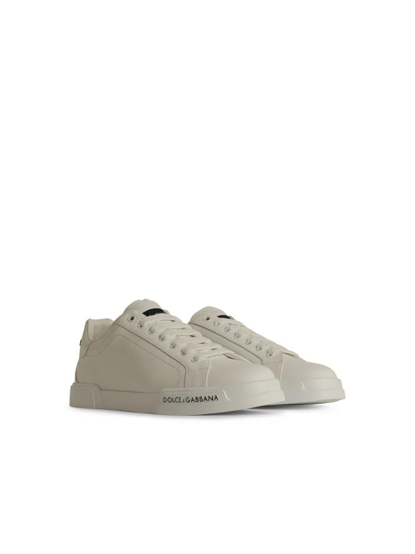 'Portofino' White Leather Sneakers