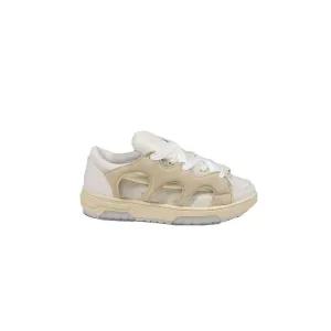Sneakers In White And Beige Leather Danilo Paura