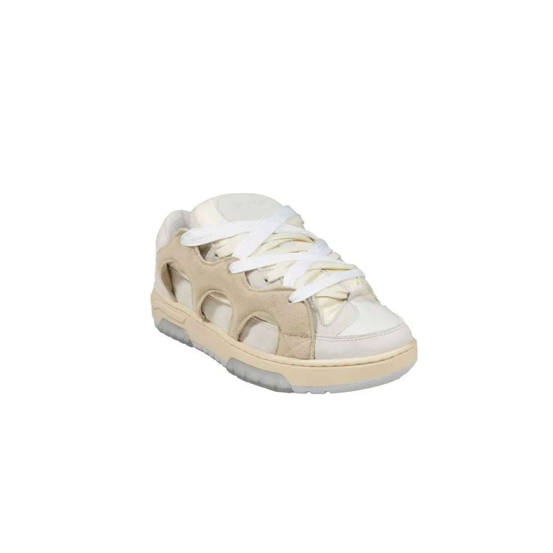 Sneakers In White And Beige Leather Danilo Paura