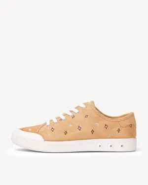 Standard Issue Lace Up Sneaker In Dune Embroidered