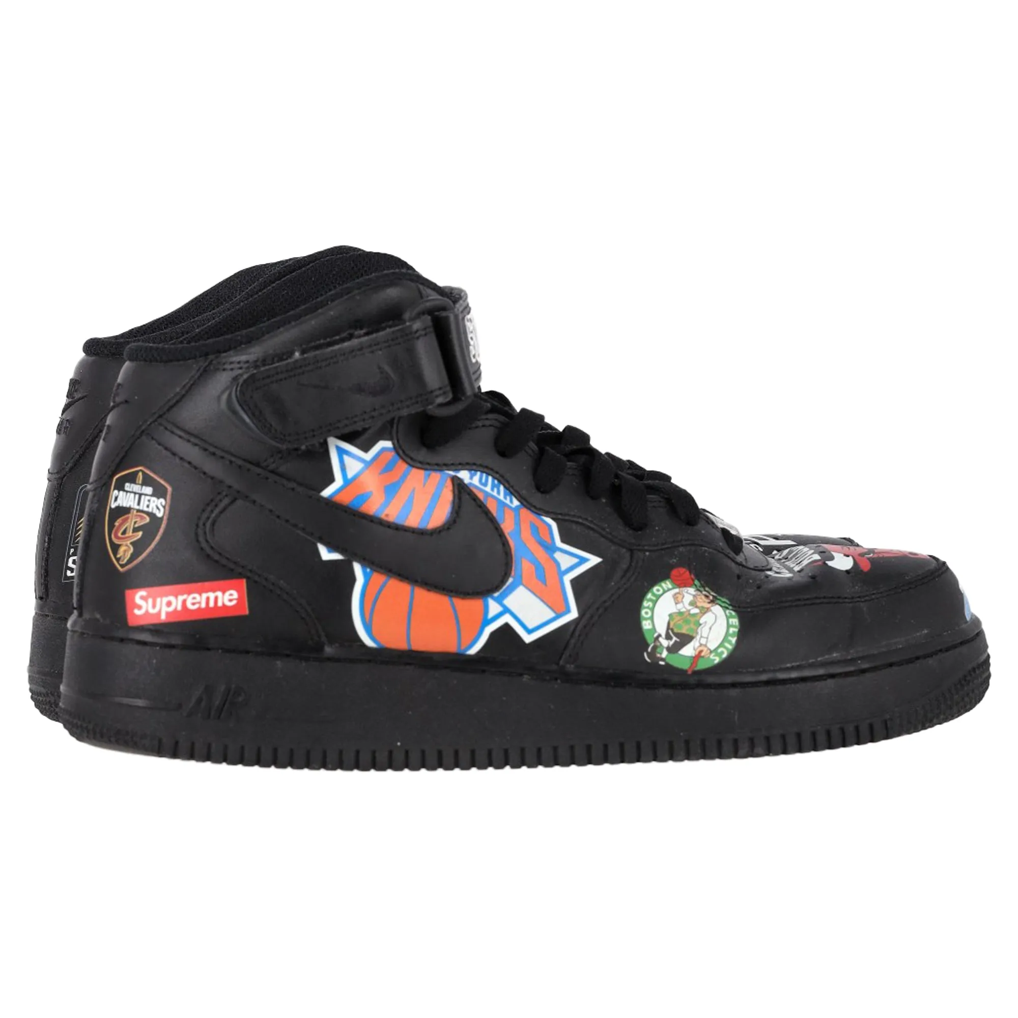 Supreme x Nike Air Force 1 Mid Supreme Sneakers in Black Leather