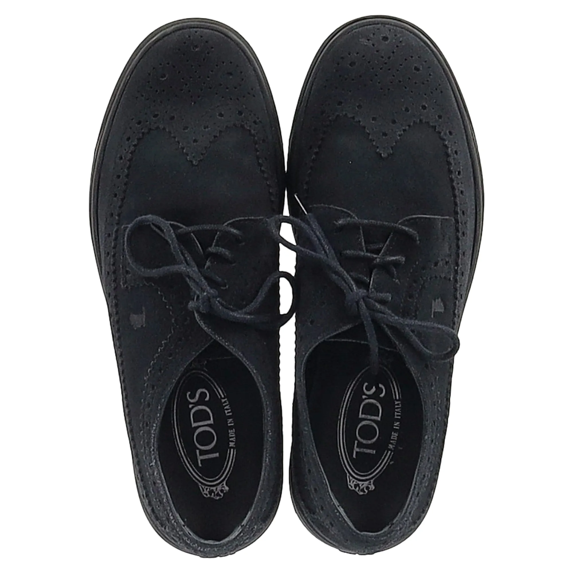 Tod's Wingtip Lace-Up Sneakers in Black Suede