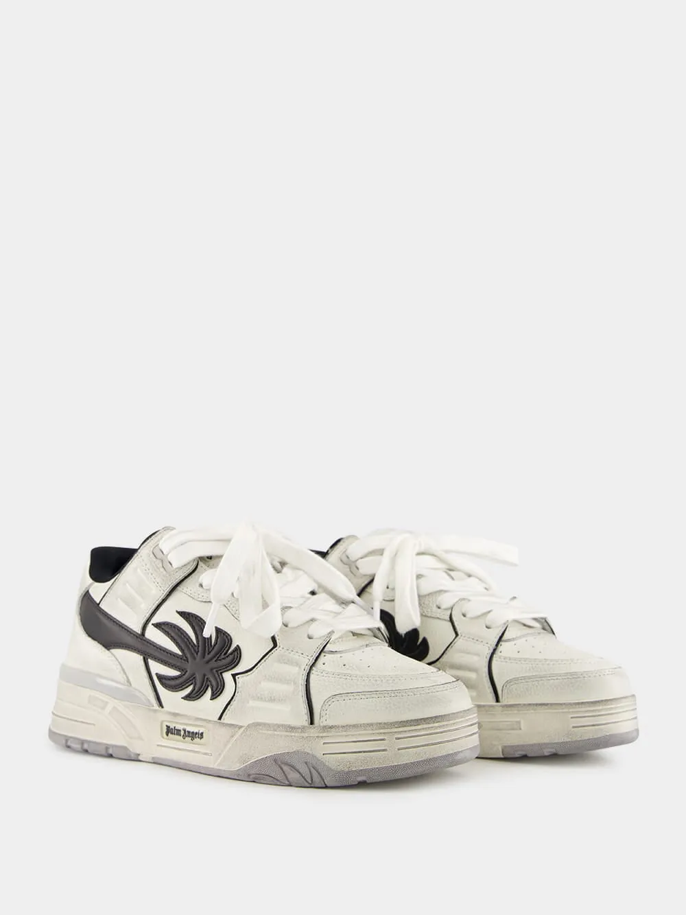 White and Black Venice Worn-Out Sneakers