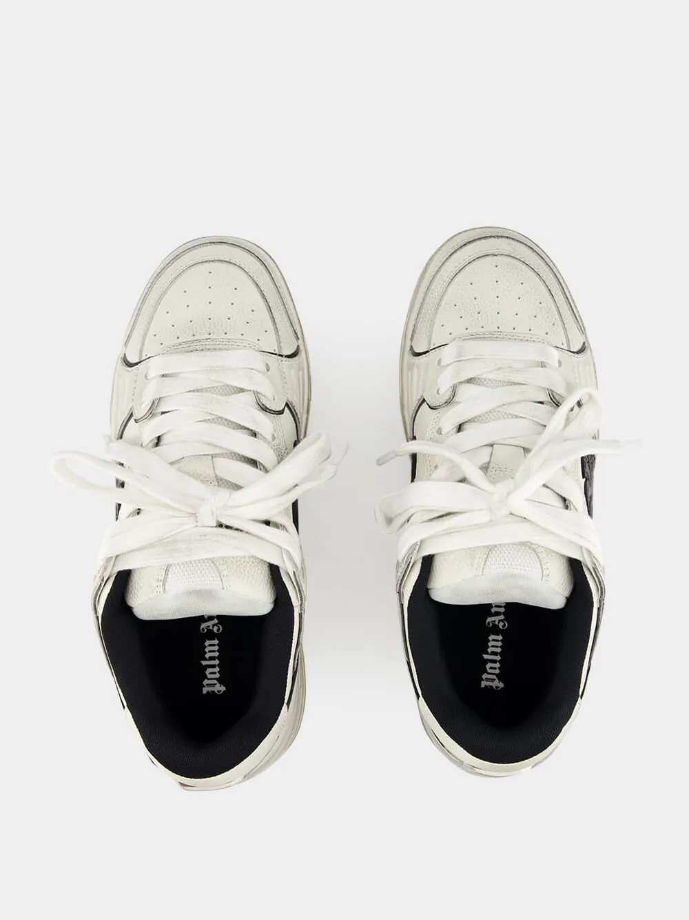 White and Black Venice Worn-Out Sneakers