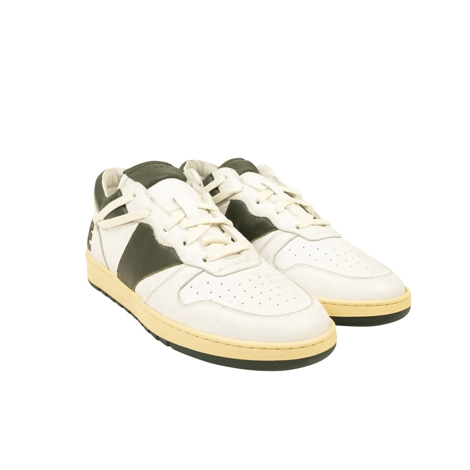 White And Forest Green Rhecess Low Sneakers