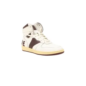White And Maroon Leather Rhecess High Top Sneakers