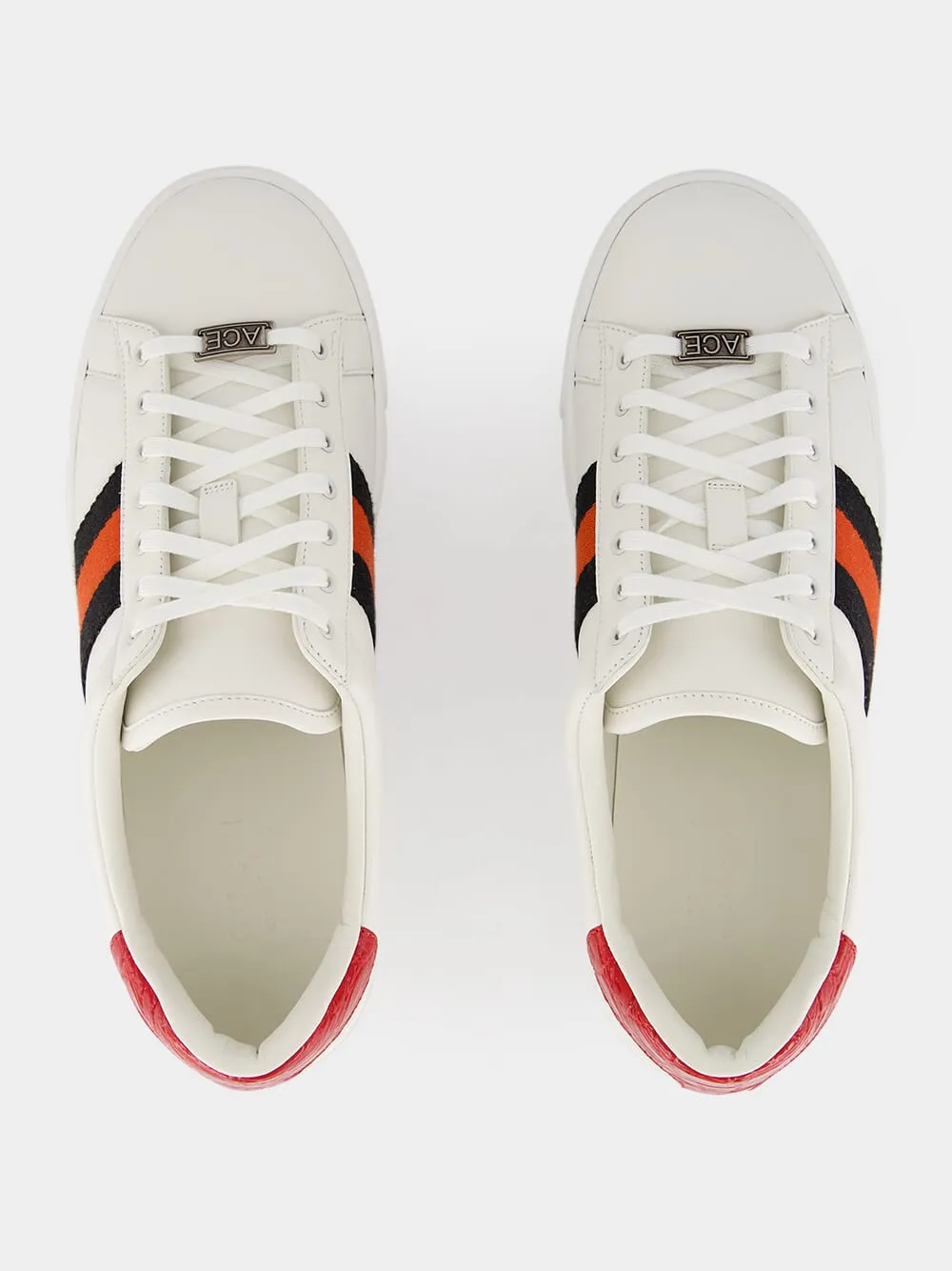 White Plume Leather Sneakers