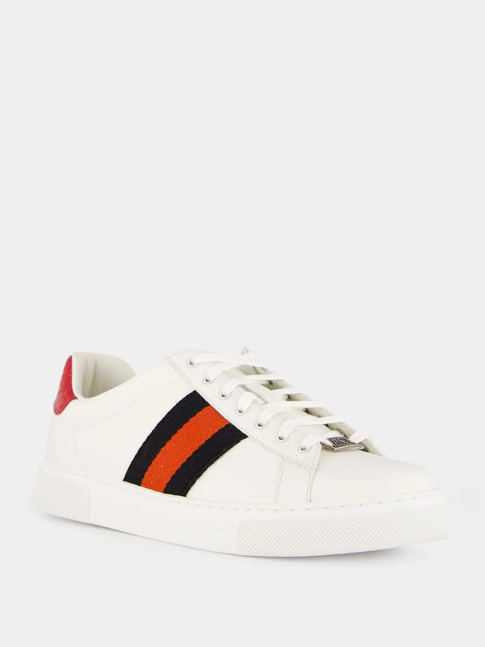 White Plume Leather Sneakers