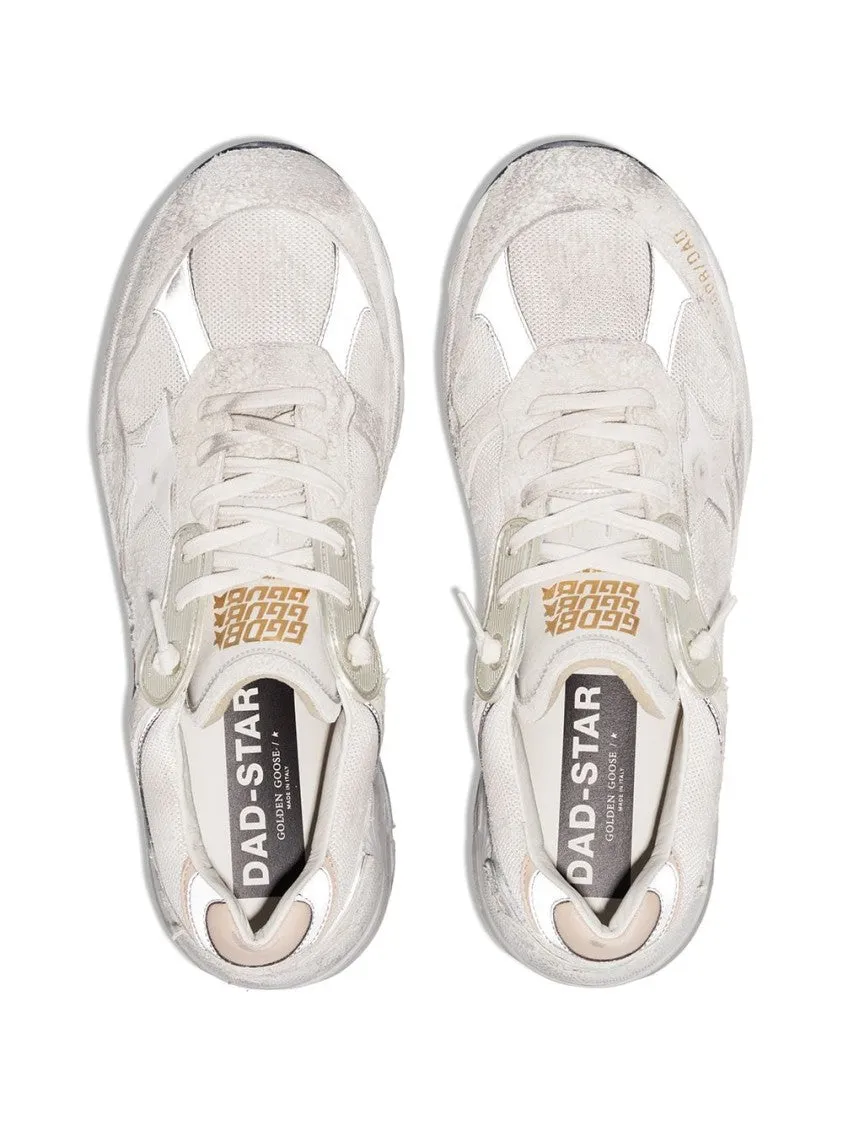 White Sneakers With Leather And Textured Finish