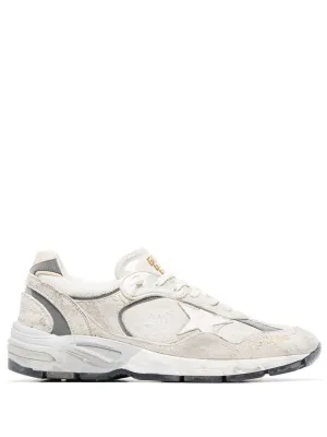 White Sneakers With Leather And Textured Finish