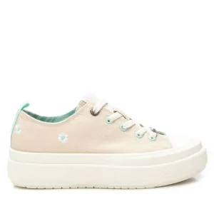 Women's Canvas Platform Sneakers In Beige