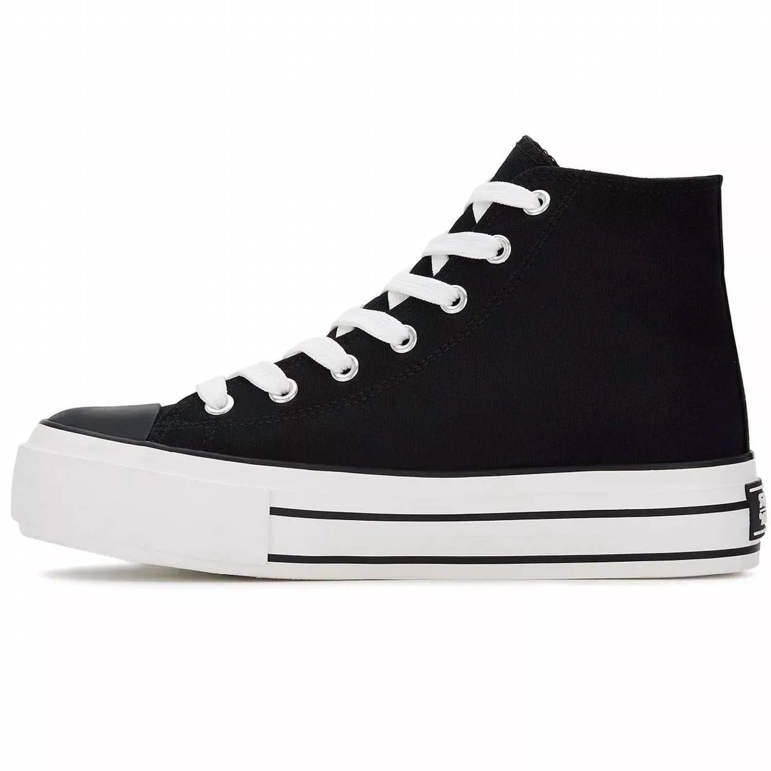 Women's Canvas Sneaker Boots With Platform In Black