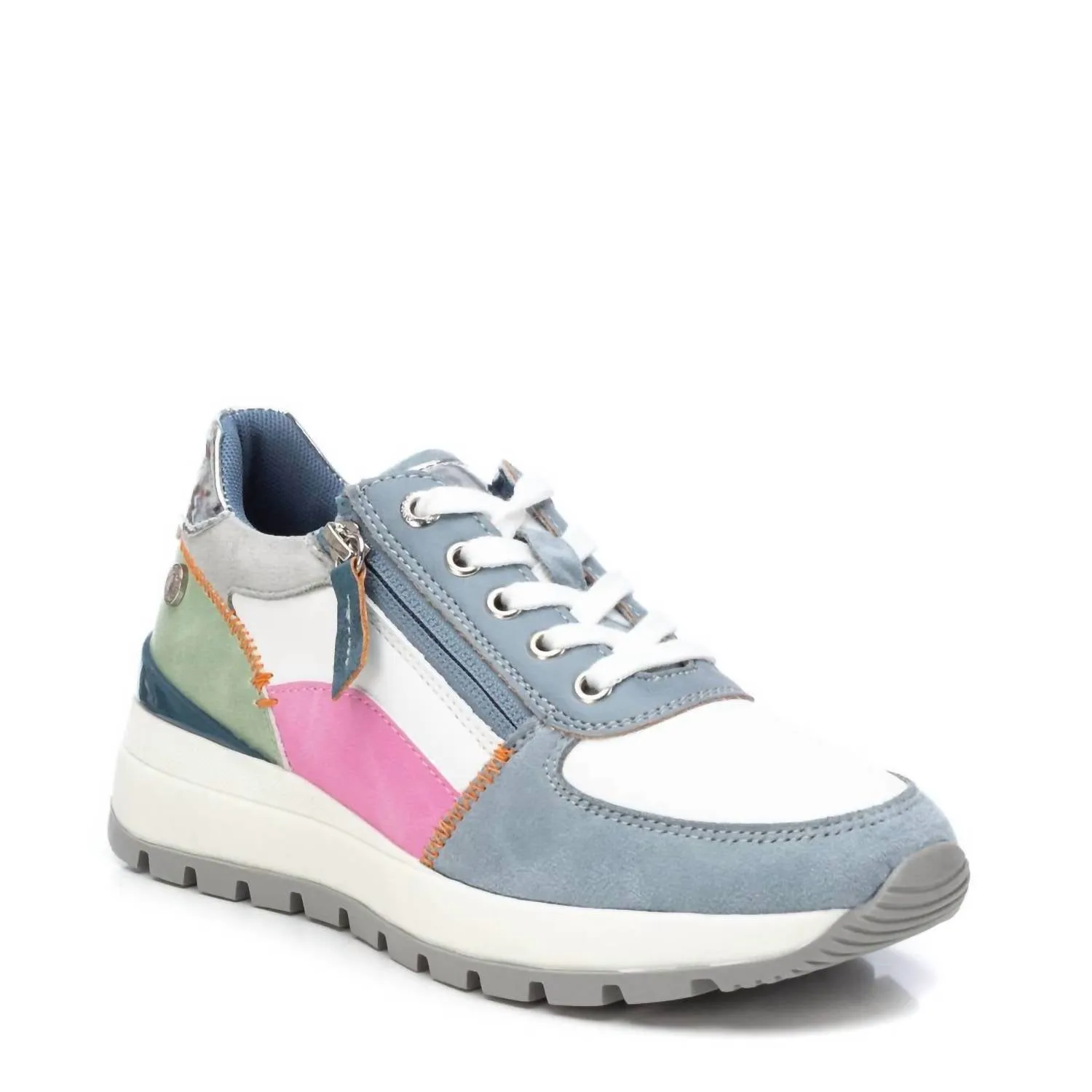 Women's Casual Sneakers With Side Zipper In Jeans