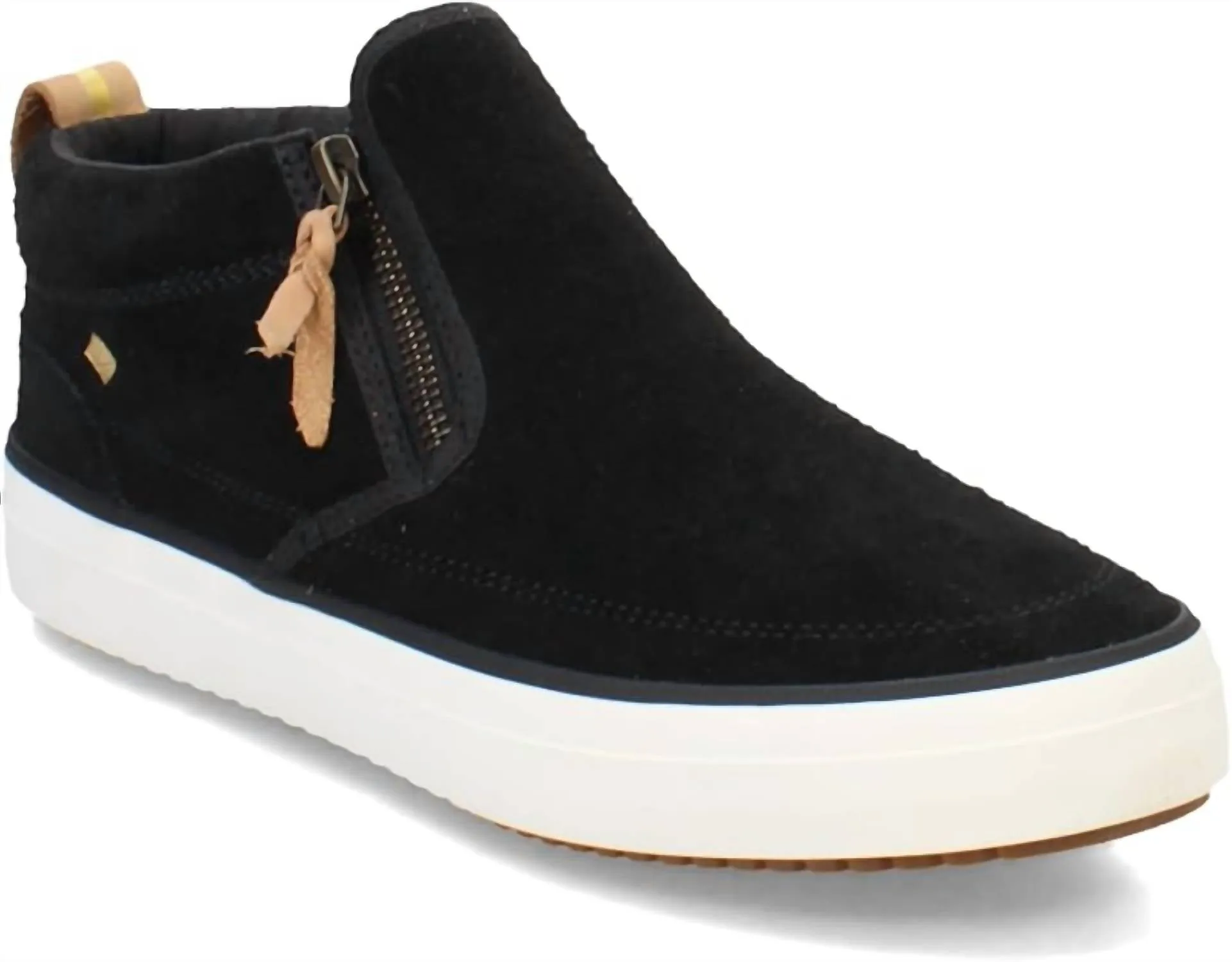 Women's Crest Lug Suede Side Zip Sneakers In Black
