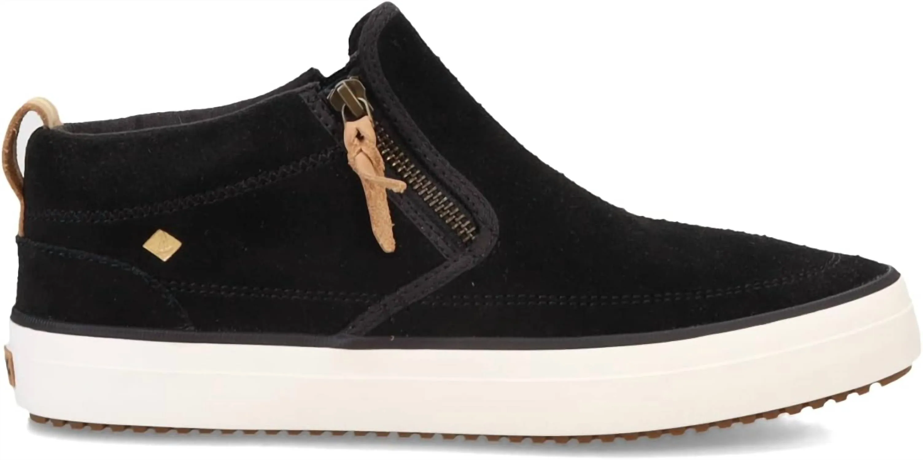 Women's Crest Lug Suede Side Zip Sneakers In Black