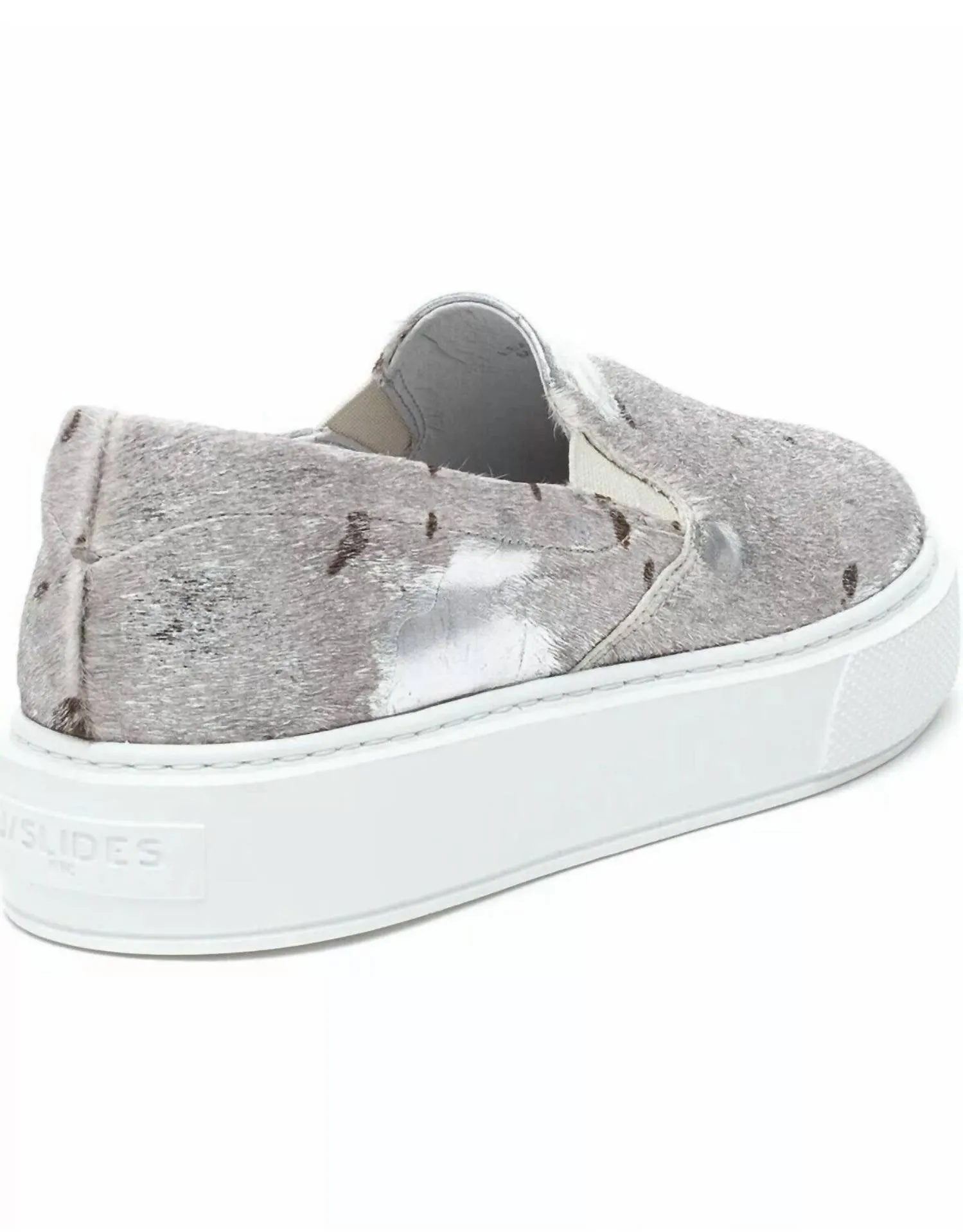 Women's Delia Pony Haircalf & Leather Sneaker In Silver/white Metallic