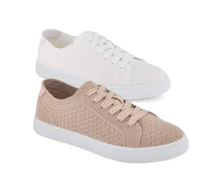 Women's Duo Pair Sneakers Pack Two In White - Beige