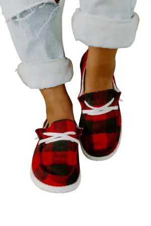 Women's Heather Sneakers In Red Buffalo Plaid