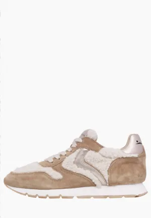 Women's Julia Suede/metallic Fur Sneaker In Brown/beige