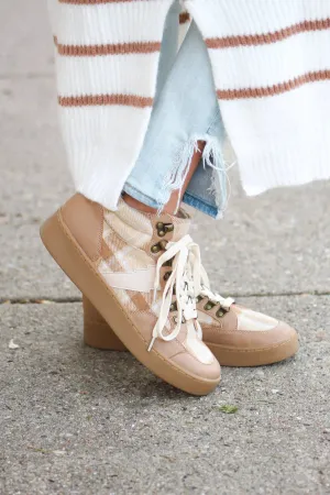 Women's Kaia Plaid Sneaker In Beige