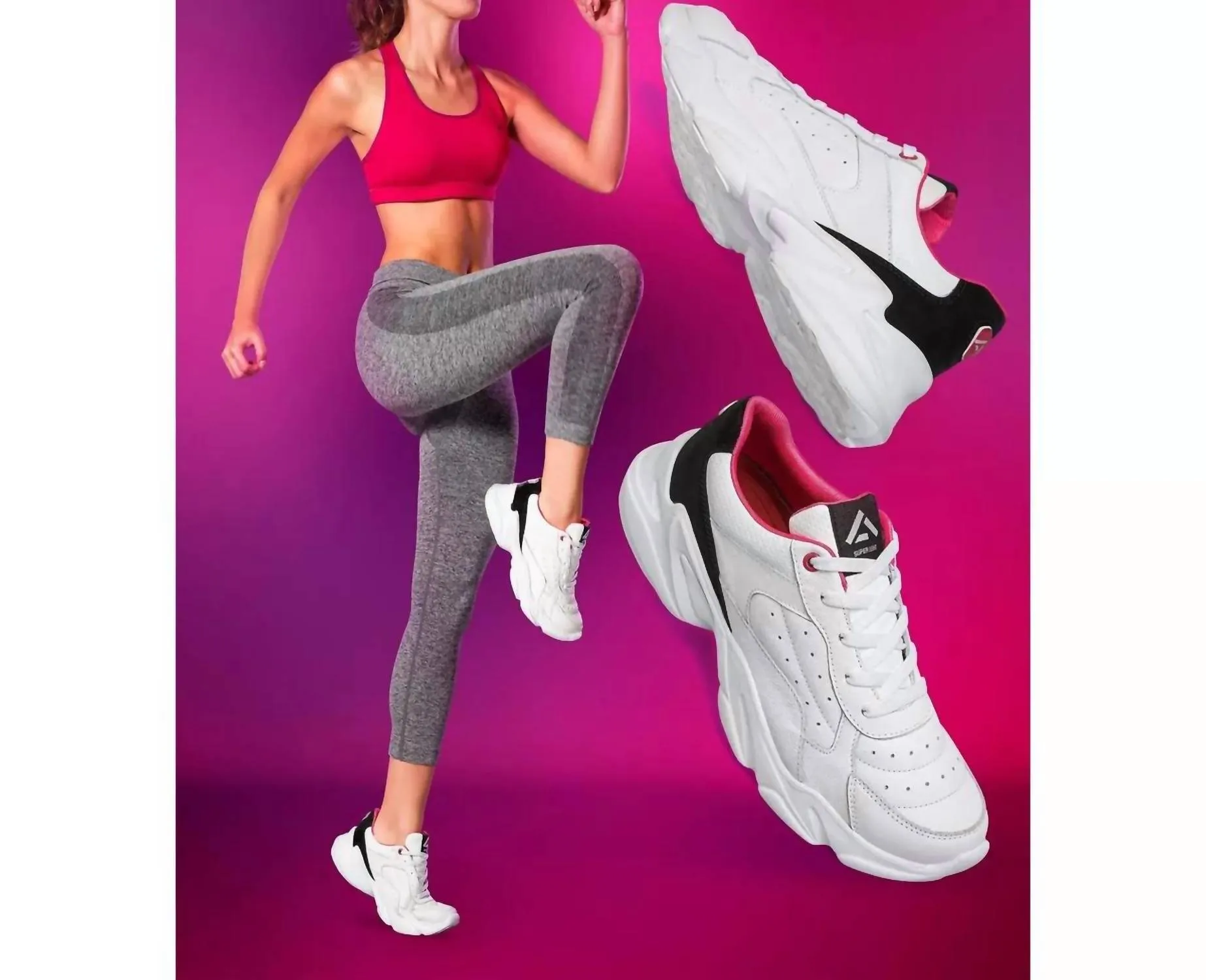 Women's Leather High Performance Sneakers In White