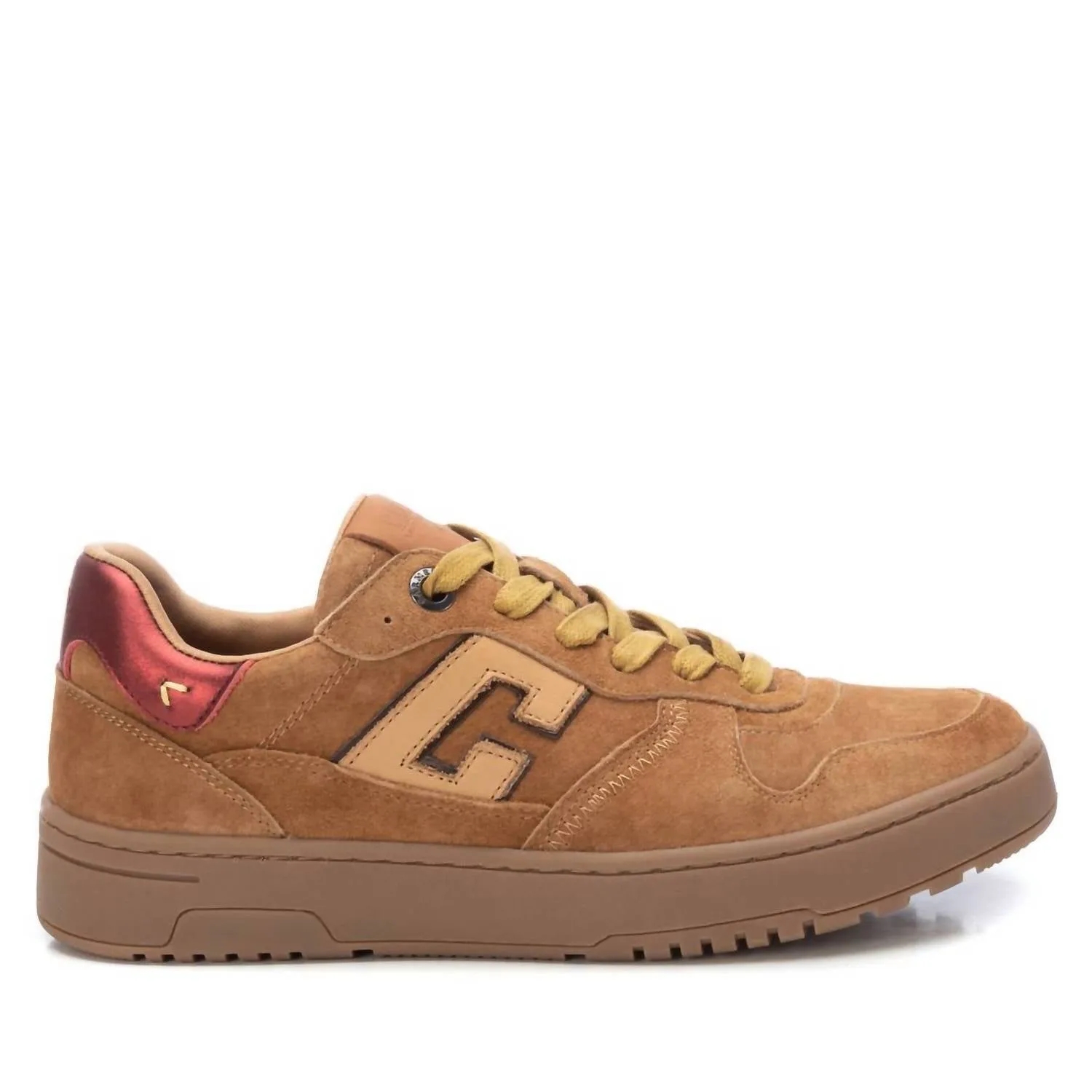 Women's Leather Sneakers In Camel