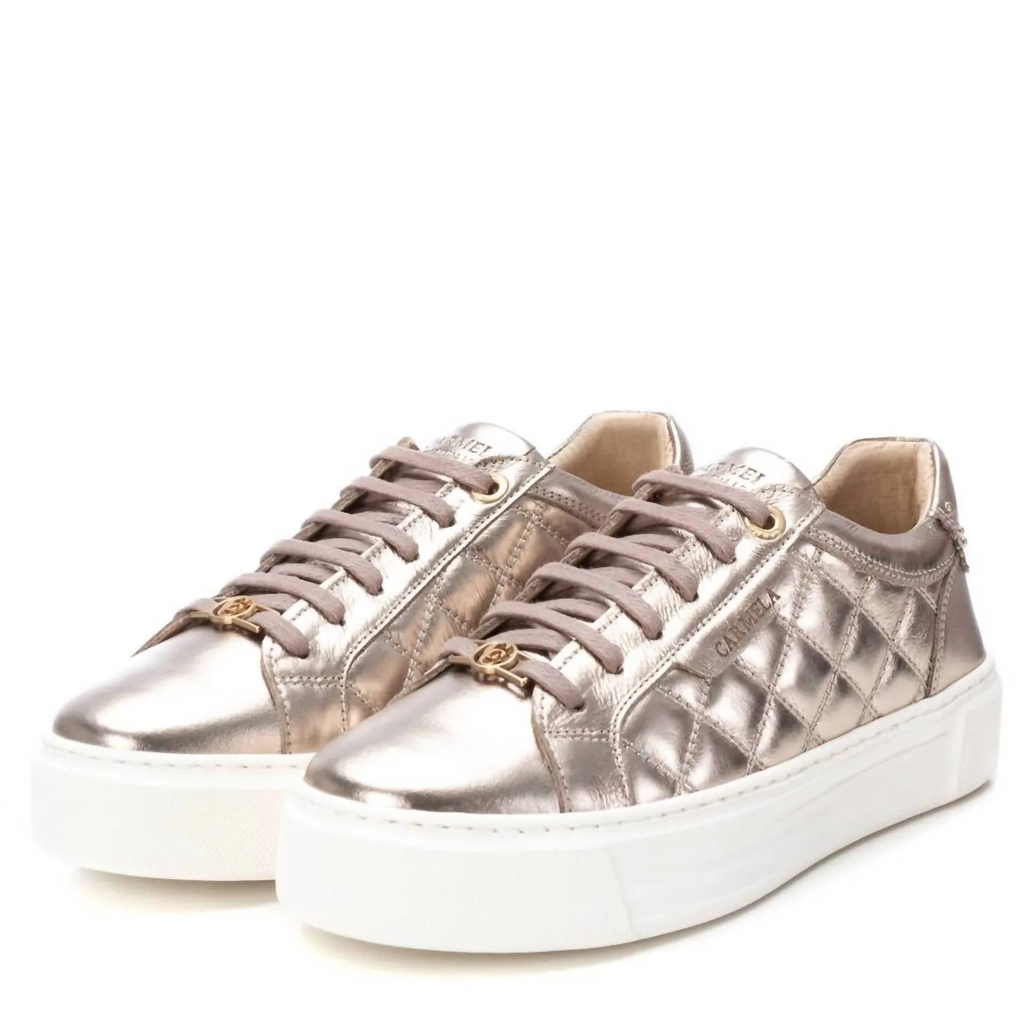 Women's Leather Trainer Sneakers In Bronze