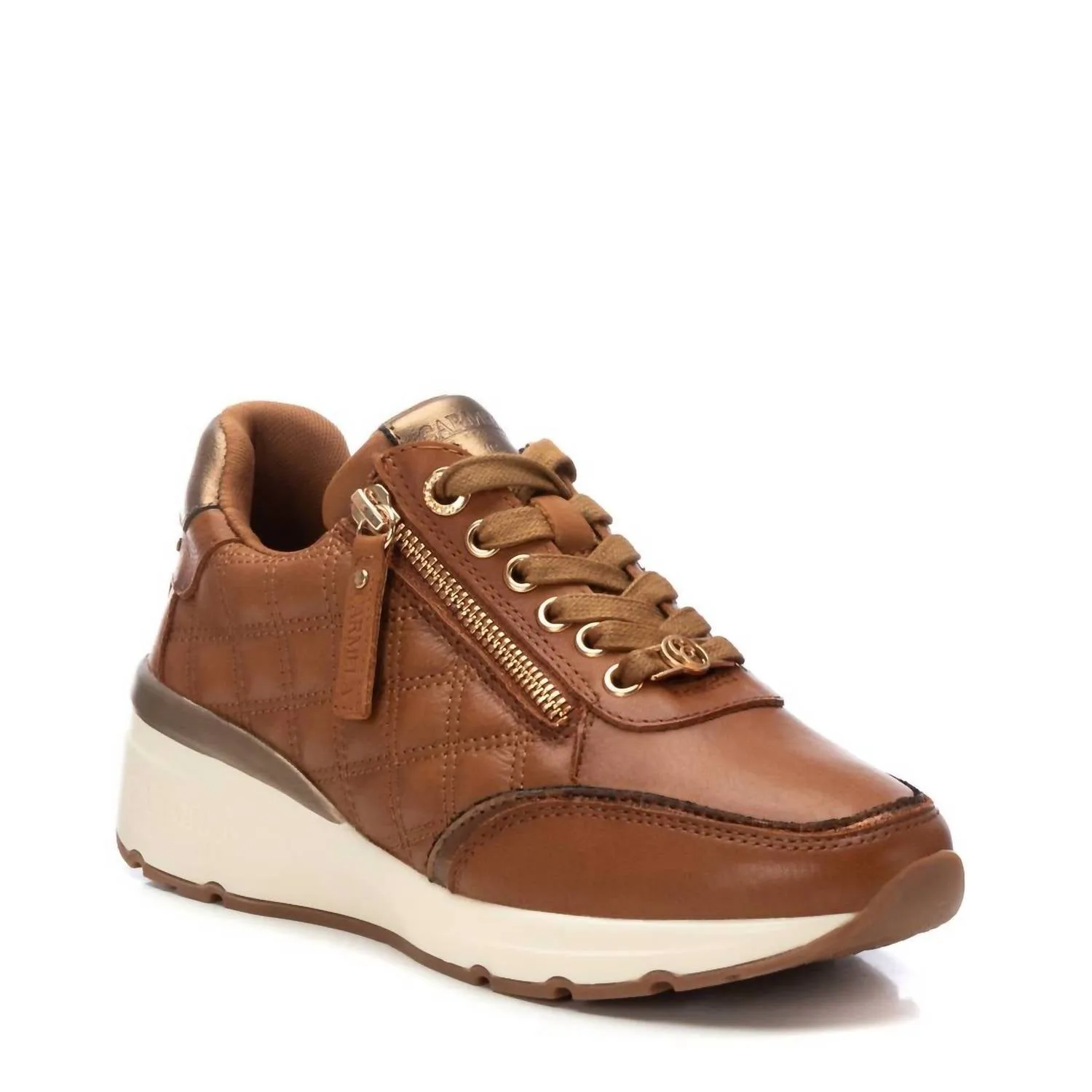 Women's Leather Trainer Sneakers In Camel