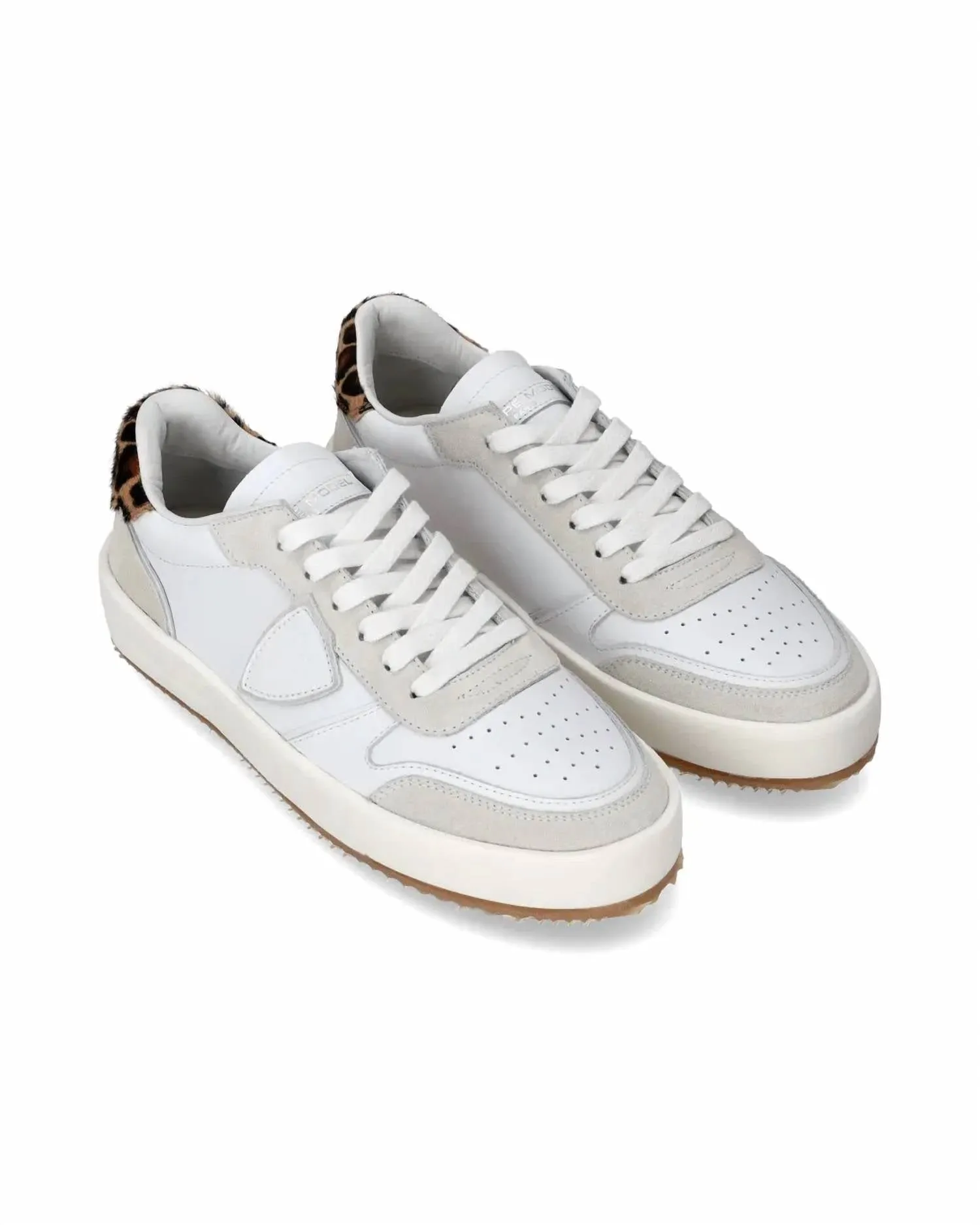 Women's Nice Low Sneakers In Veau Animalier Blanc Leo