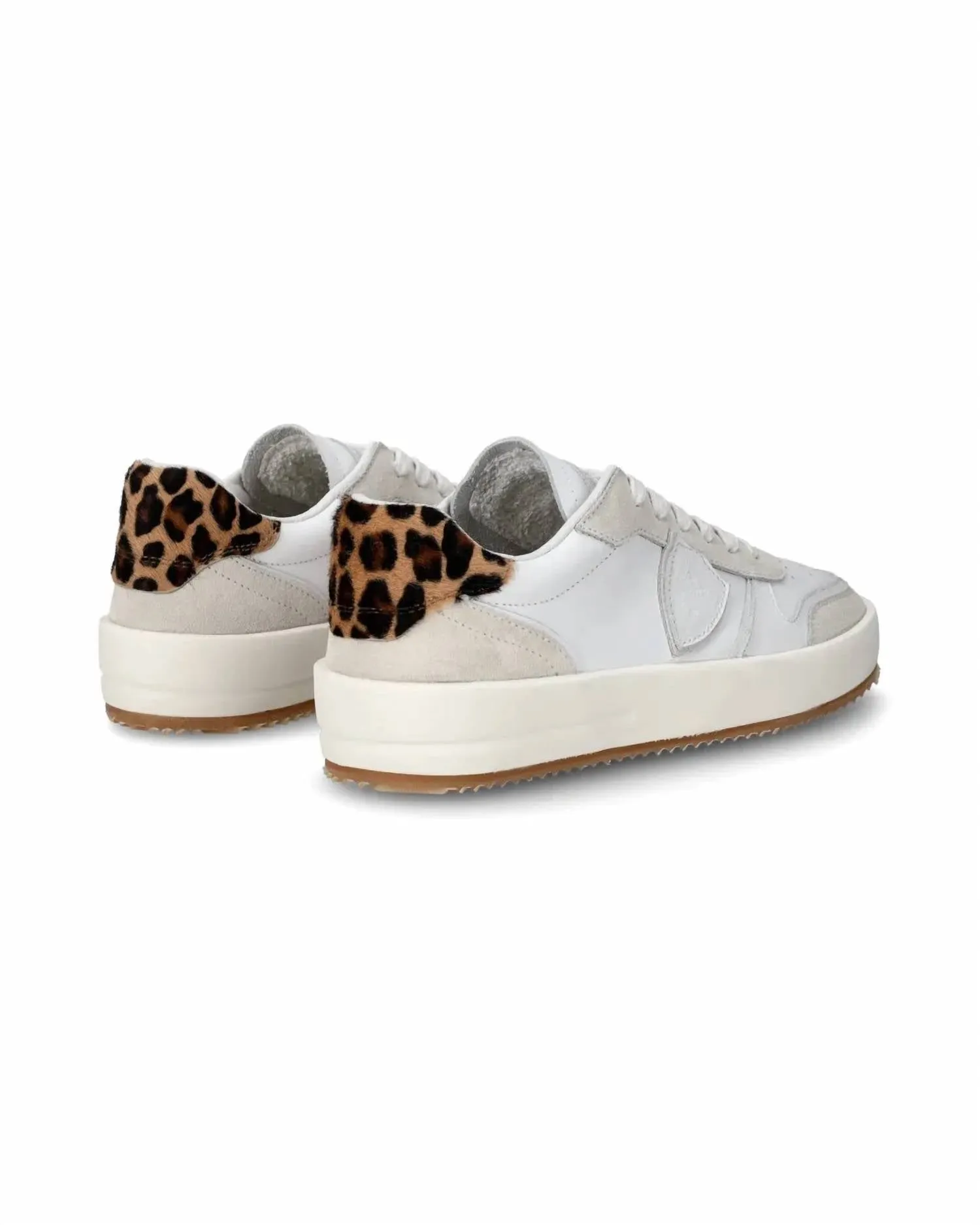 Women's Nice Low Sneakers In Veau Animalier Blanc Leo