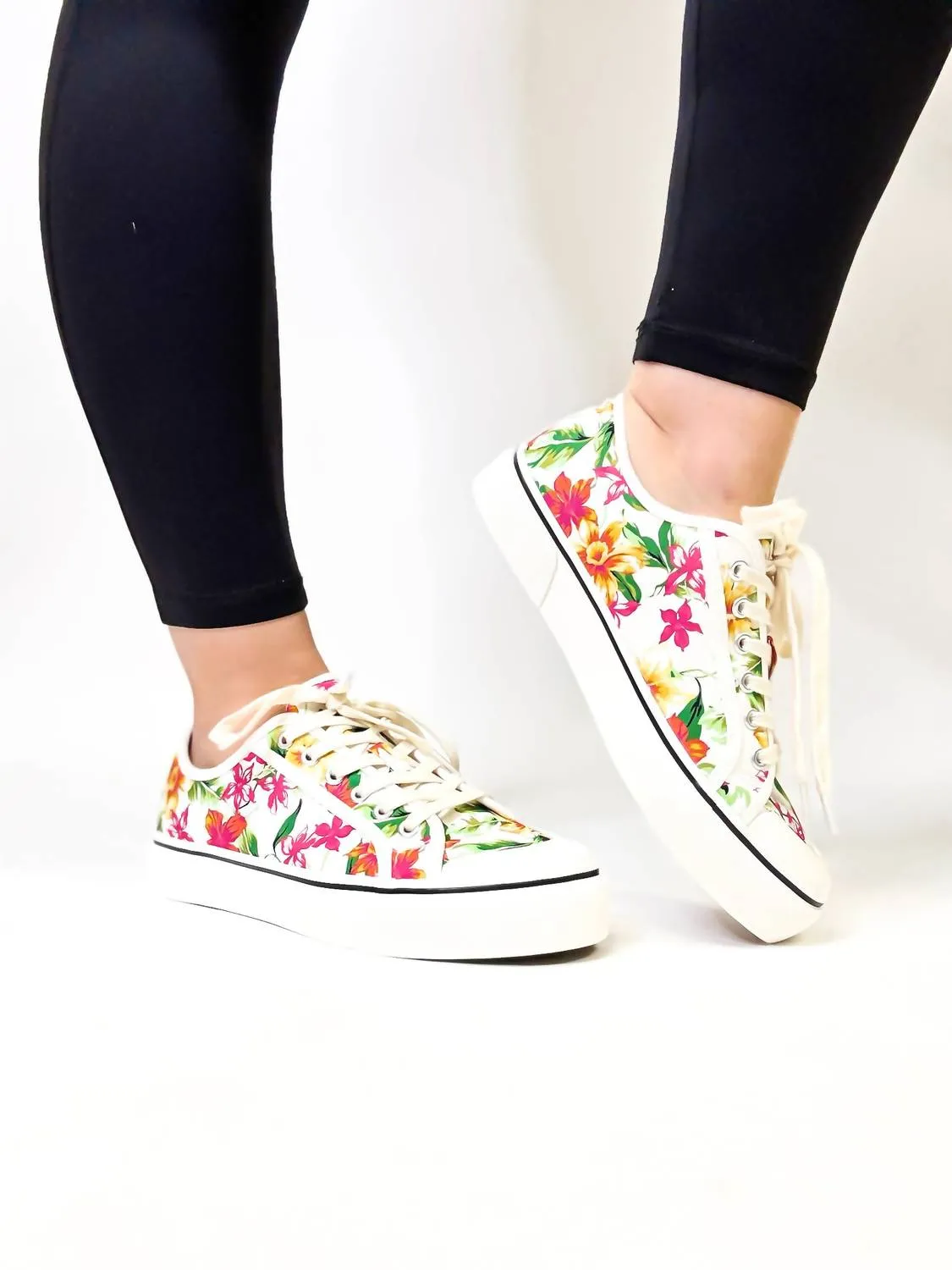 Women's Waiting List Floral Sneakers In White