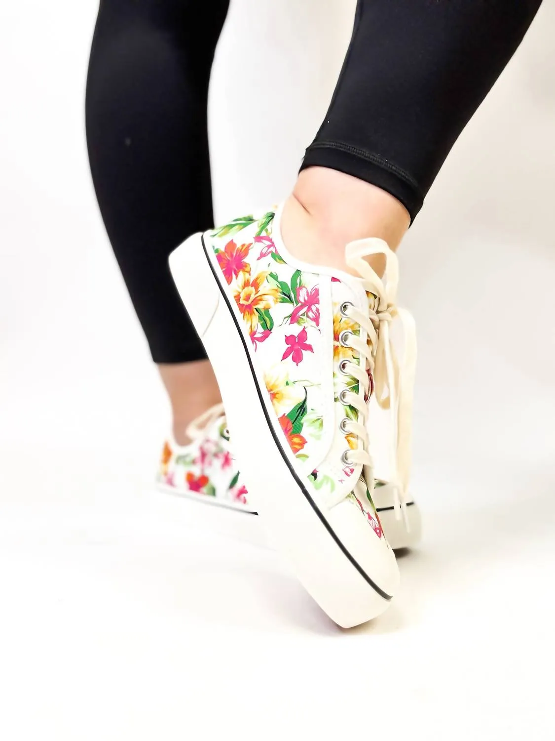 Women's Waiting List Floral Sneakers In White