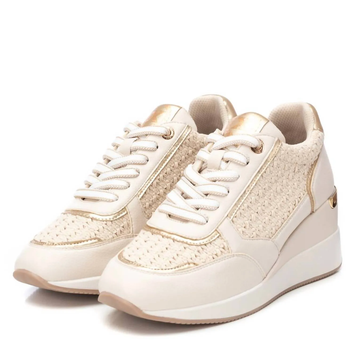 Women's Wedge Sneakers In Beige
