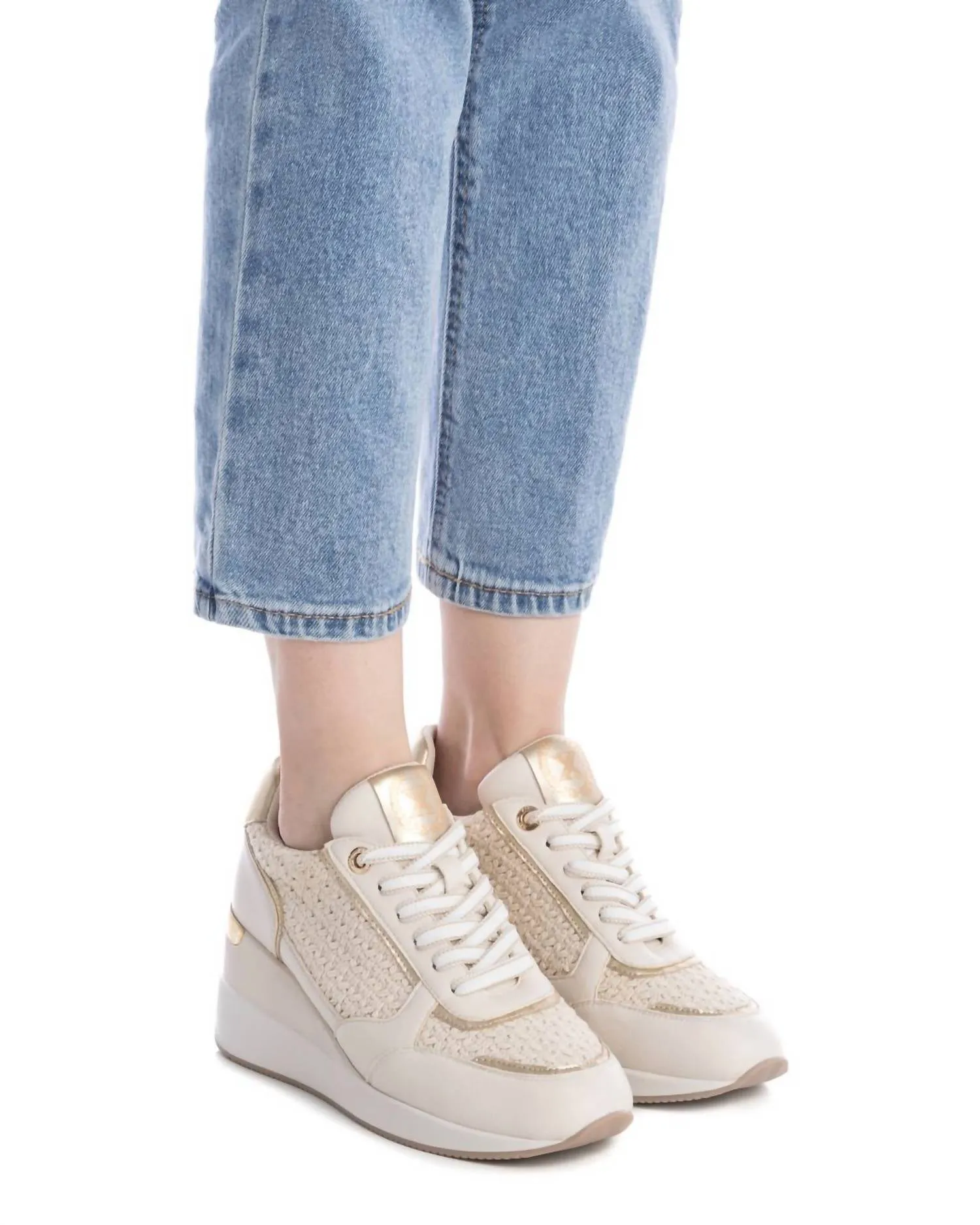 Women's Wedge Sneakers In Beige